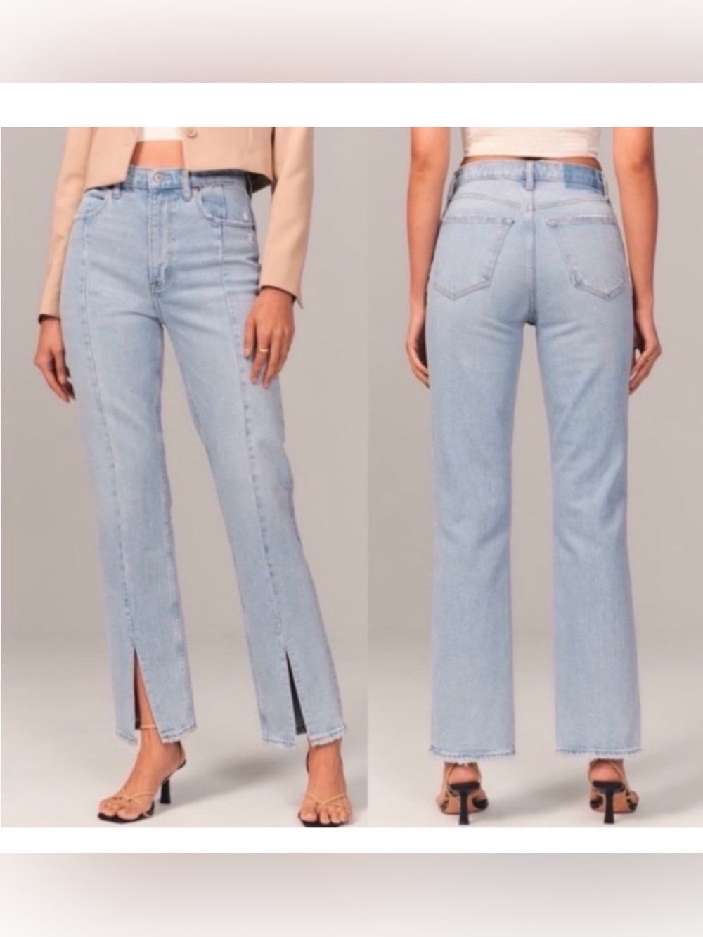 Abercrombie and Fitch 90’s Straight Ultra High Rise Split Hem Denim Jeans‎ 32/14